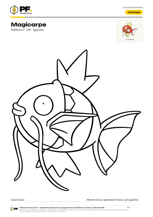 Coloriage Magicarpe à imprimer au format A4