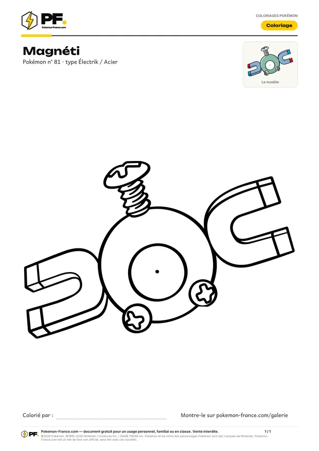Coloriage Magnéti à imprimer au format A4
