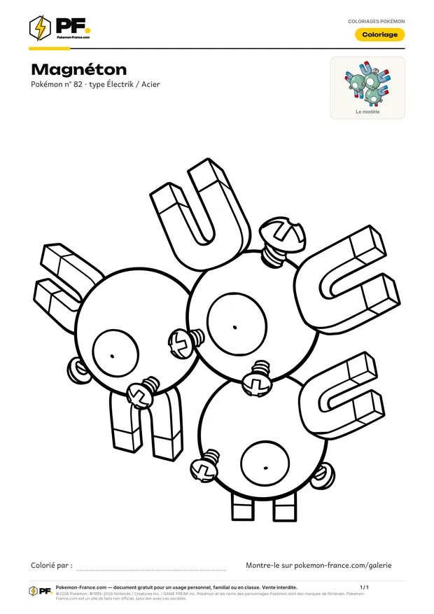 Coloriage Magnéton à imprimer au format A4