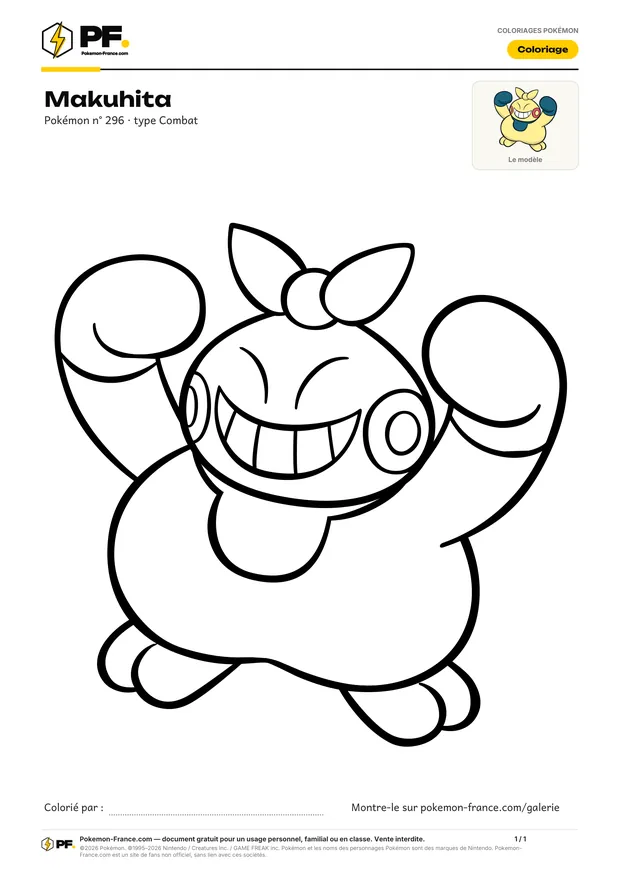 Coloriage Makuhita à imprimer au format A4