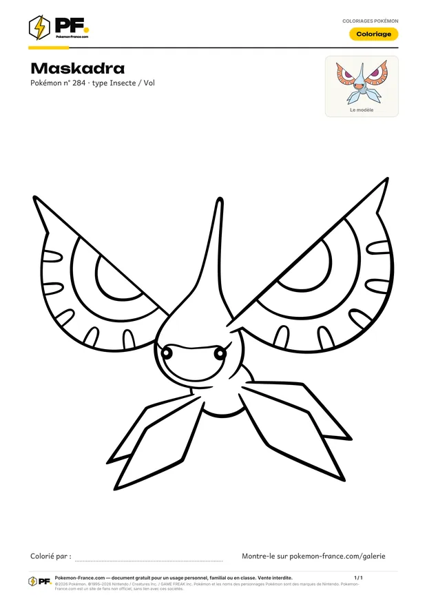 Coloriage Maskadra à imprimer au format A4