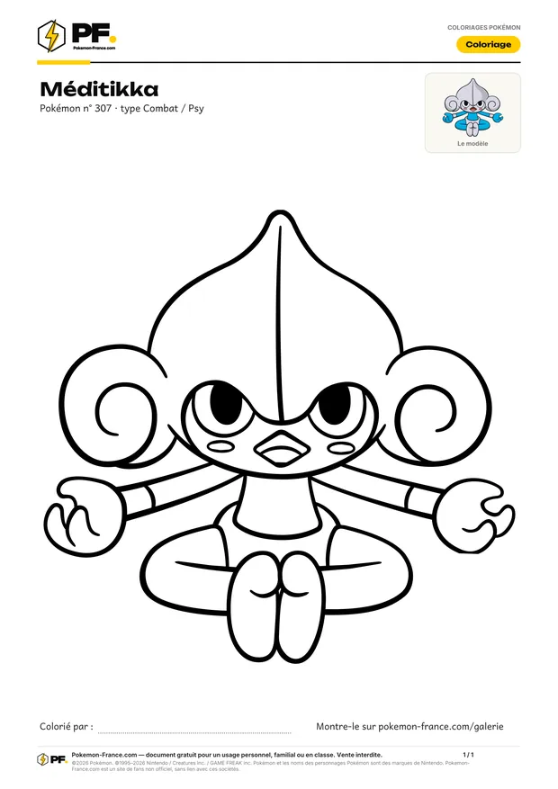 Coloriage Méditikka à imprimer au format A4