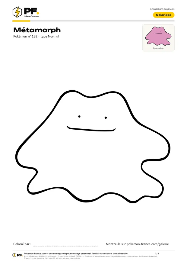 Coloriage Métamorph à imprimer au format A4
