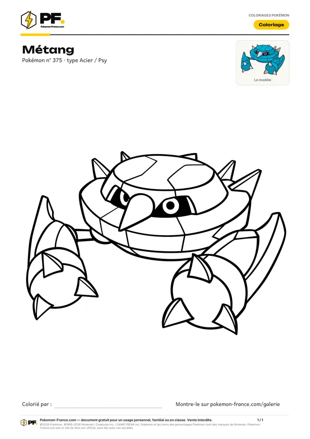 Coloriage Métang à imprimer au format A4