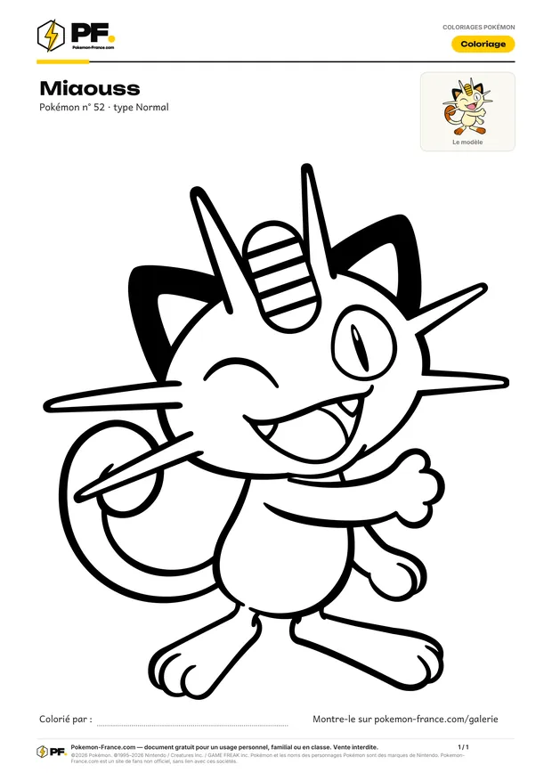 Coloriage Miaouss à imprimer au format A4