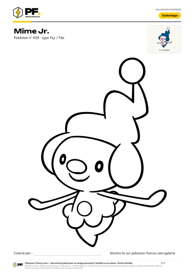 Coloriage Mime Jr. à imprimer au format A4