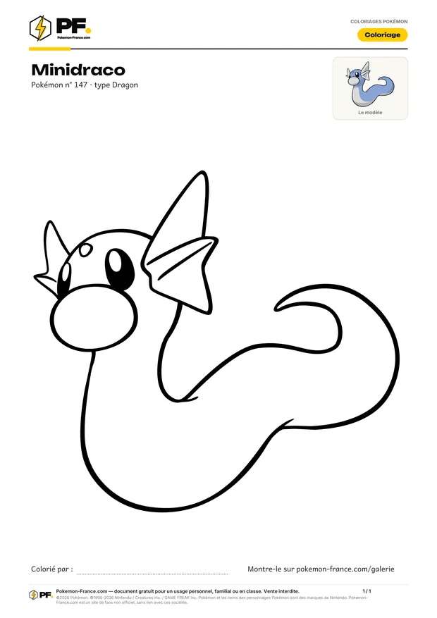 Coloriage Minidraco à imprimer au format A4