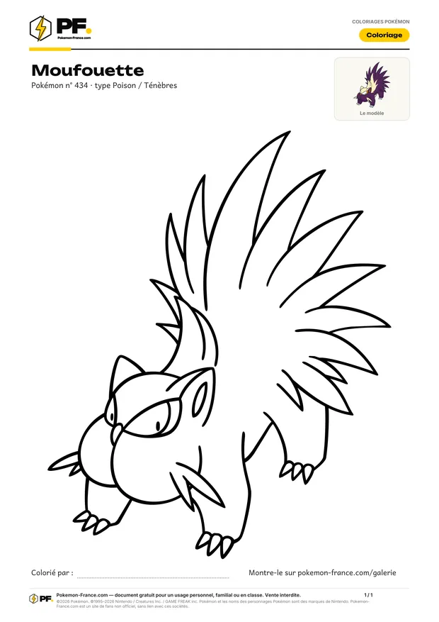 Coloriage Moufouette à imprimer au format A4