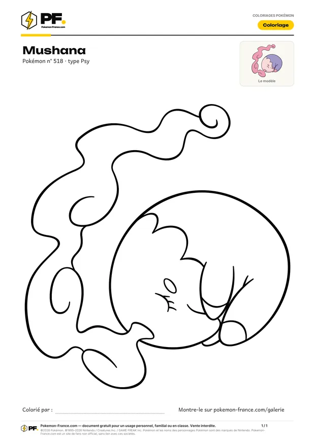 Coloriage Mushana à imprimer au format A4