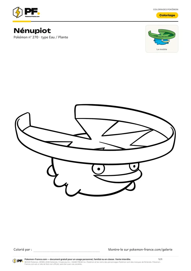 Coloriage Nénupiot à imprimer au format A4
