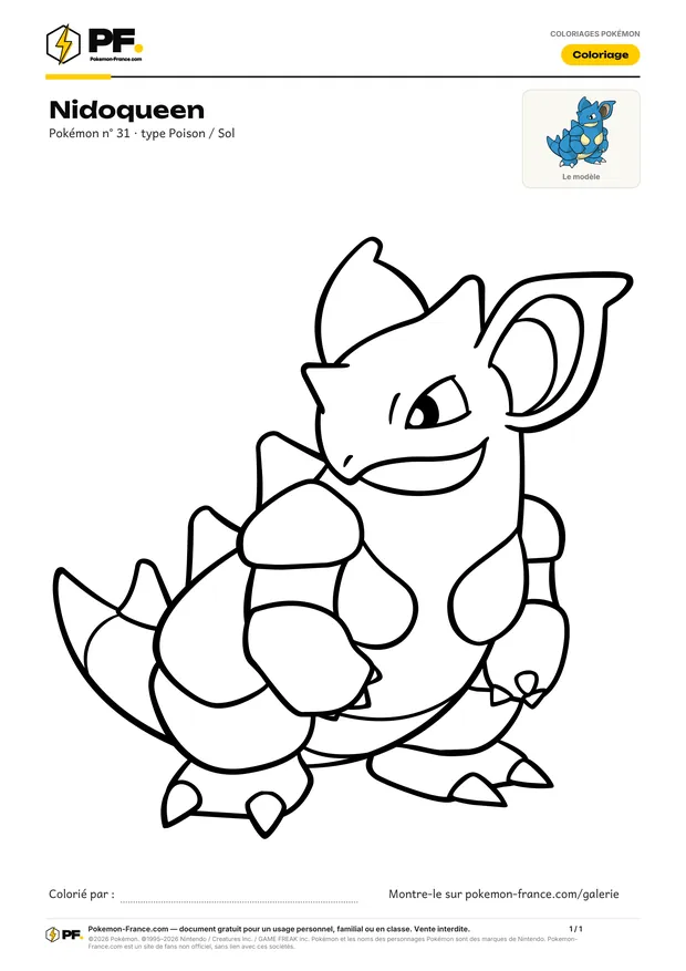 Coloriage Nidoqueen à imprimer au format A4