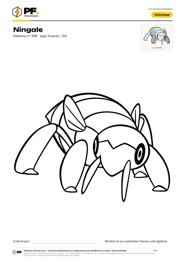 Coloriage Ningale à imprimer au format A4