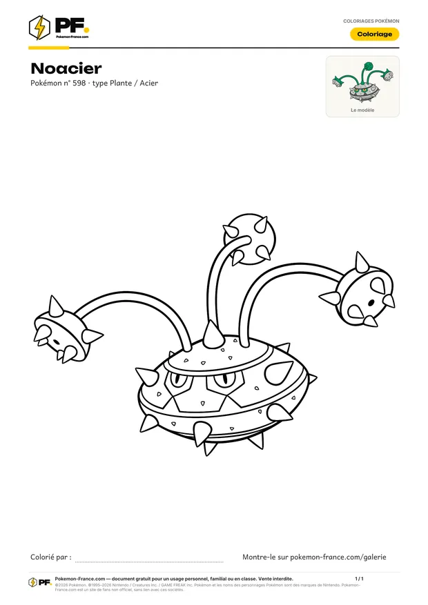 Coloriage Noacier à imprimer au format A4