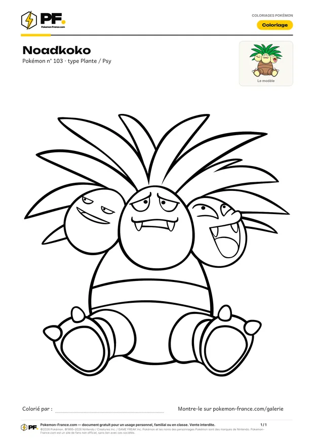 Coloriage Noadkoko à imprimer au format A4