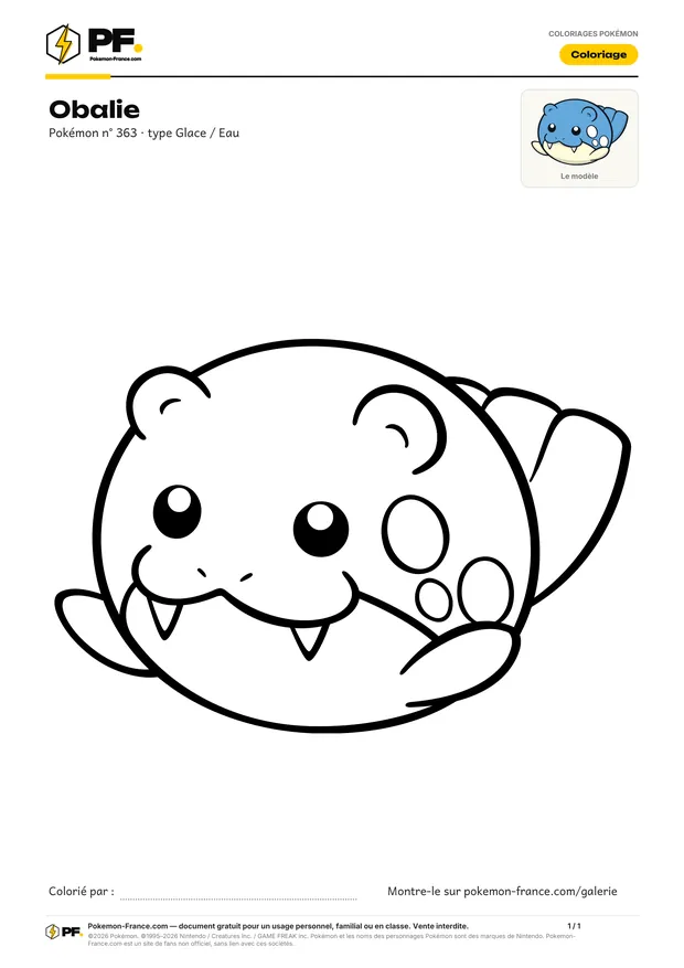 Coloriage Obalie à imprimer au format A4
