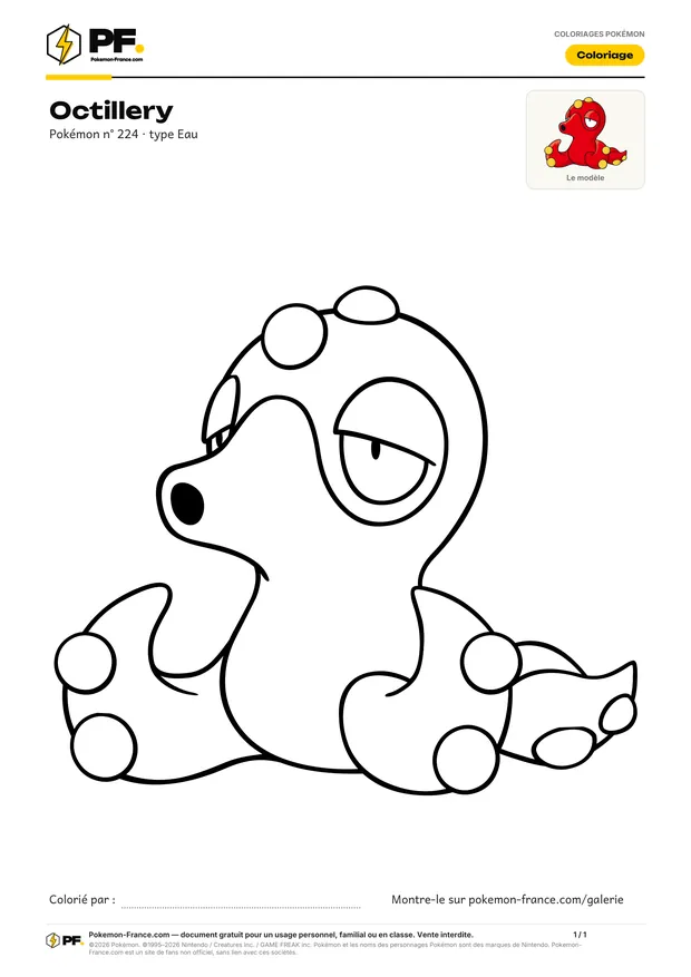 Coloriage Octillery à imprimer au format A4