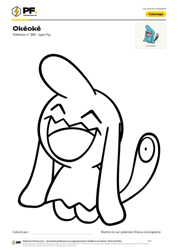 Coloriage Okéoké à imprimer au format A4