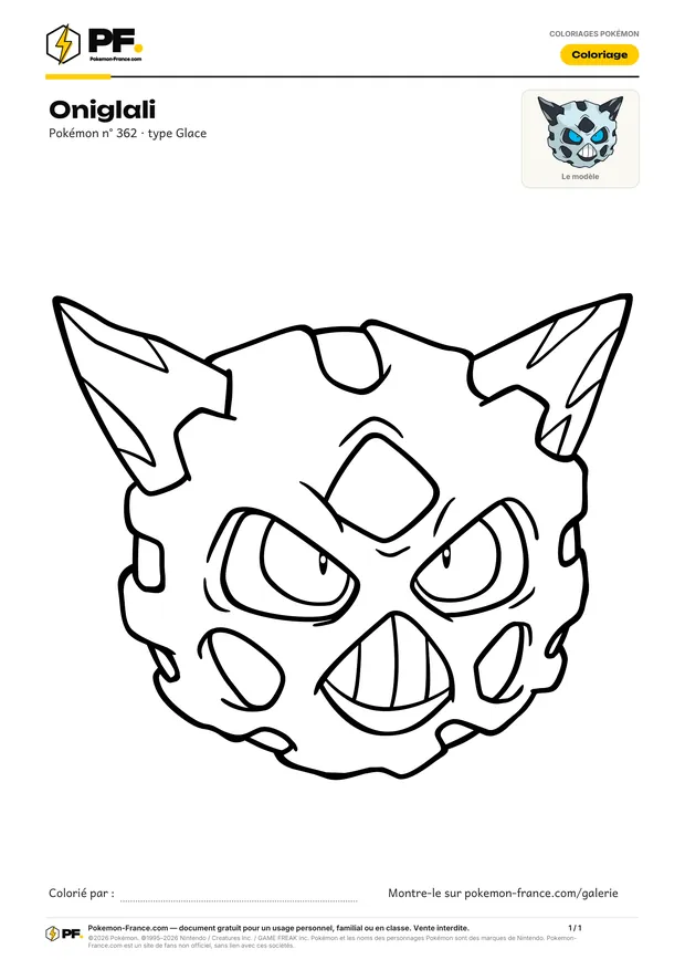 Coloriage Oniglali à imprimer au format A4