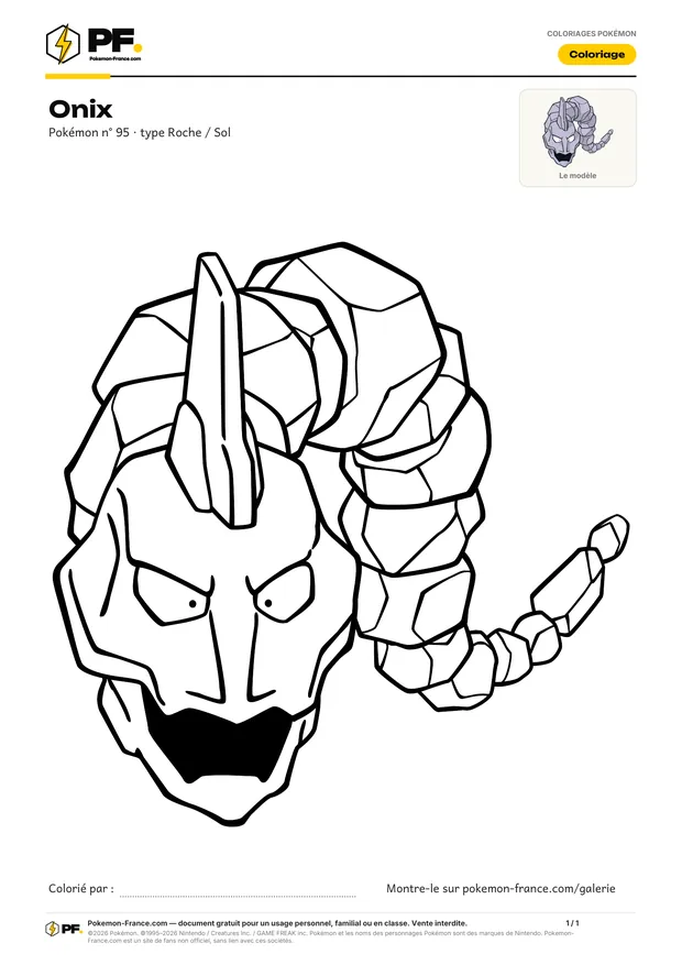 Coloriage Onix à imprimer au format A4