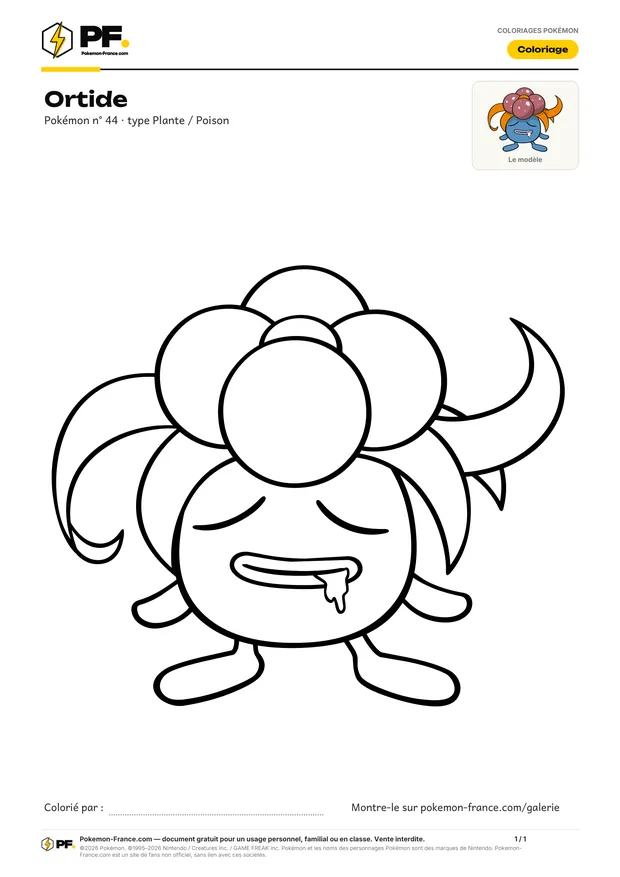 Coloriage Ortide à imprimer au format A4