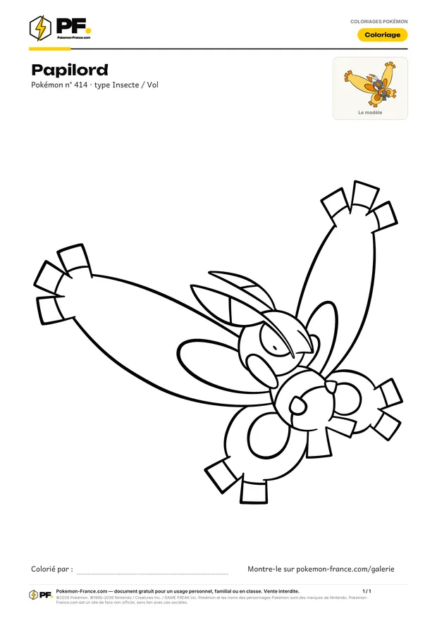 Coloriage Papilord à imprimer au format A4