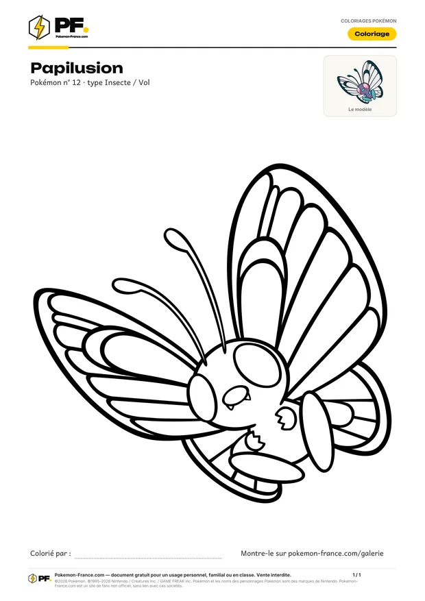 Coloriage Papilusion à imprimer au format A4