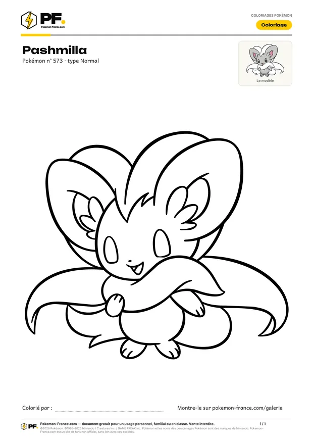 Coloriage Pashmilla à imprimer au format A4