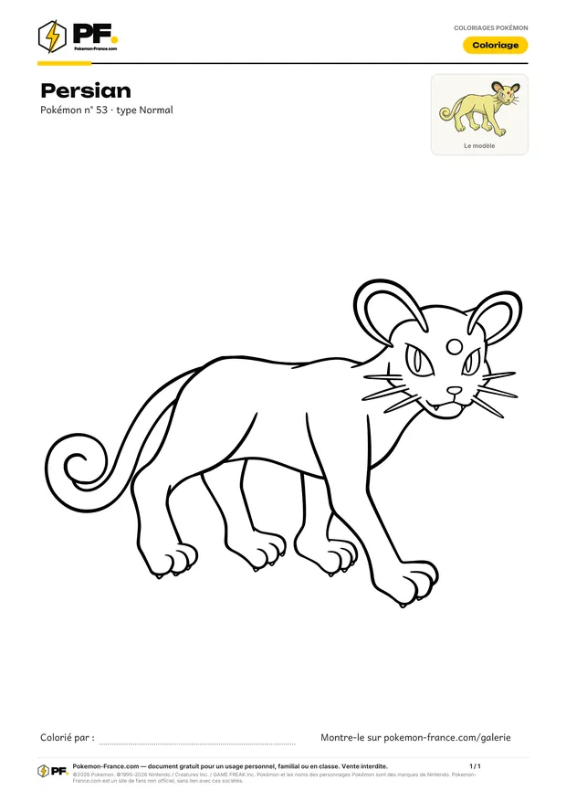 Coloriage Persian à imprimer au format A4