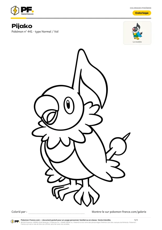Coloriage Pijako à imprimer au format A4