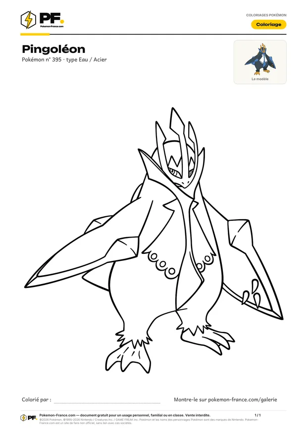Coloriage Pingoléon à imprimer au format A4