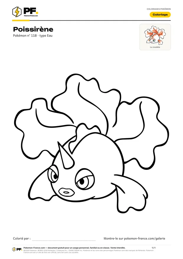 Coloriage Poissirène à imprimer au format A4