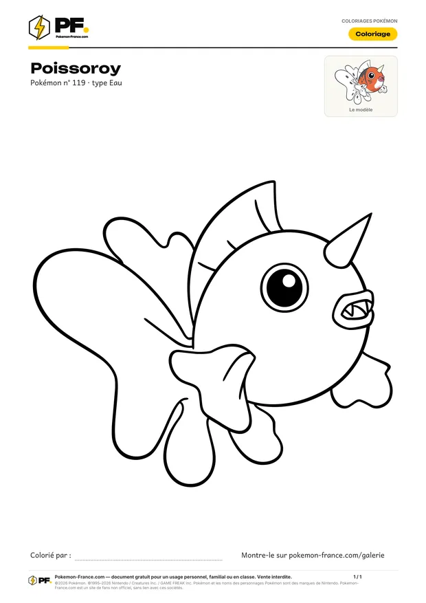 Coloriage Poissoroy à imprimer au format A4