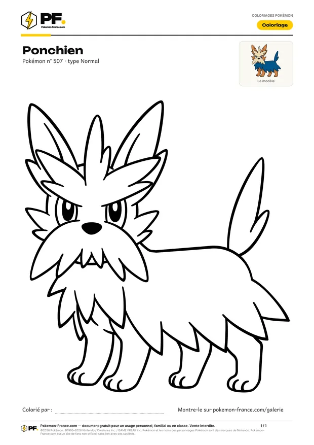 Coloriage Ponchien à imprimer au format A4