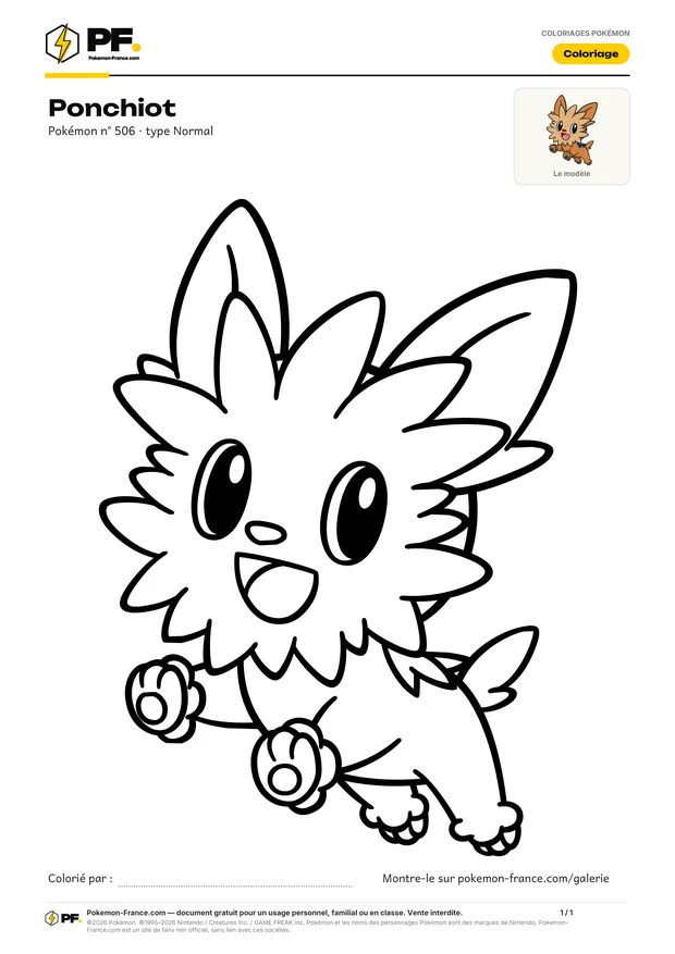 Coloriage Ponchiot à imprimer au format A4