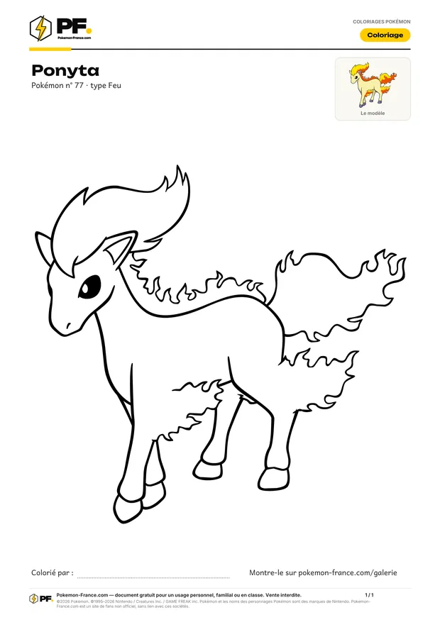 Coloriage Ponyta à imprimer au format A4