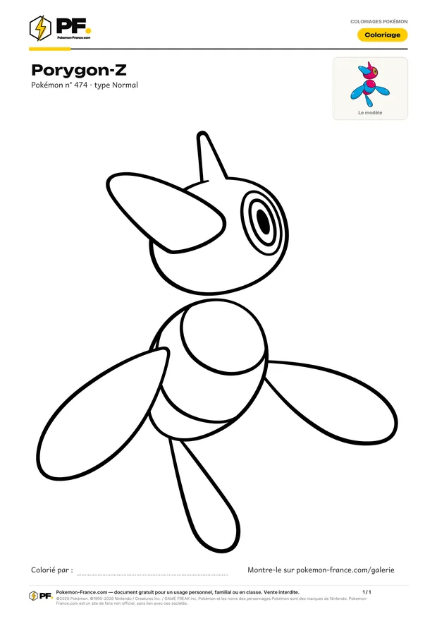 Coloriage Porygon-Z à imprimer au format A4