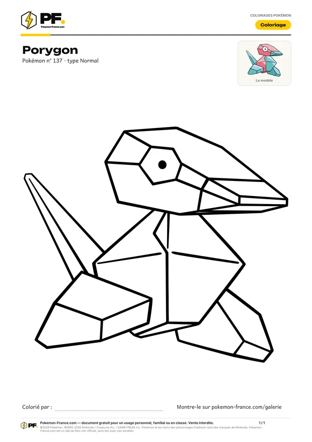 Coloriage Porygon à imprimer au format A4