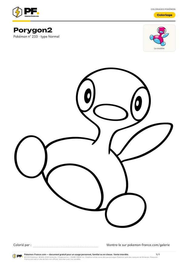 Coloriage Porygon2 à imprimer au format A4