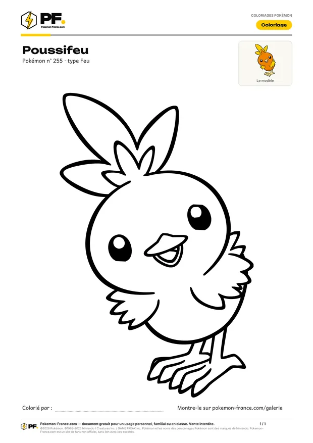 Coloriage Poussifeu à imprimer au format A4