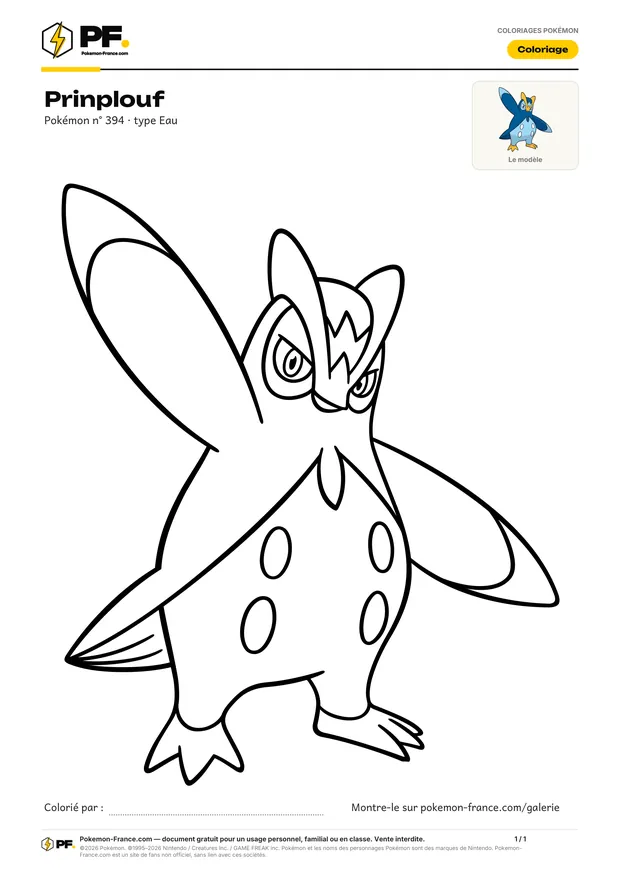 Coloriage Prinplouf à imprimer au format A4