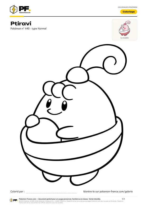 Coloriage Ptiravi à imprimer au format A4