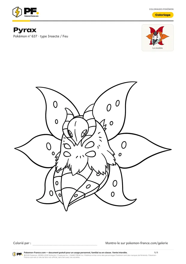 Coloriage Pyrax à imprimer au format A4