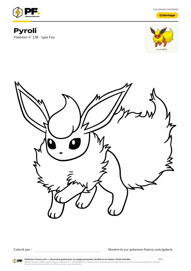 Coloriage Pyroli à imprimer au format A4