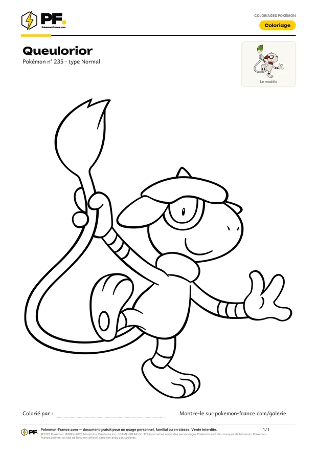 Coloriage Queulorior à imprimer au format A4