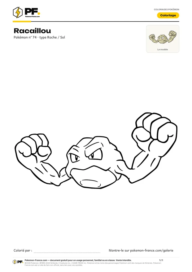 Coloriage Racaillou à imprimer au format A4