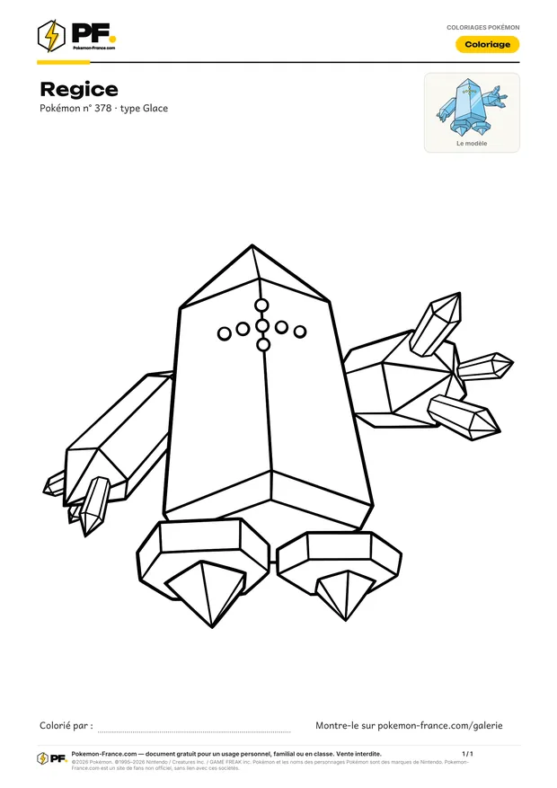 Coloriage Regice à imprimer au format A4