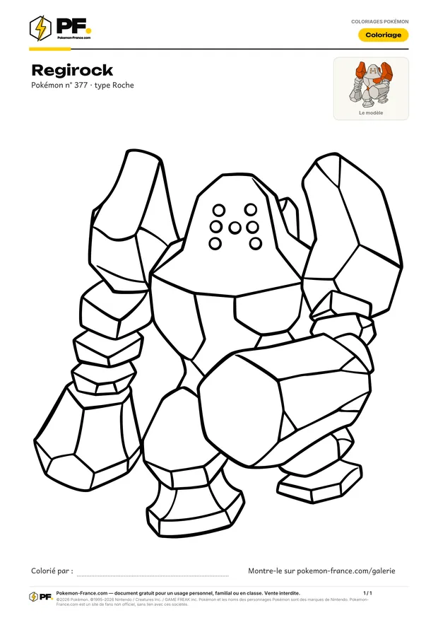 Coloriage Regirock à imprimer au format A4