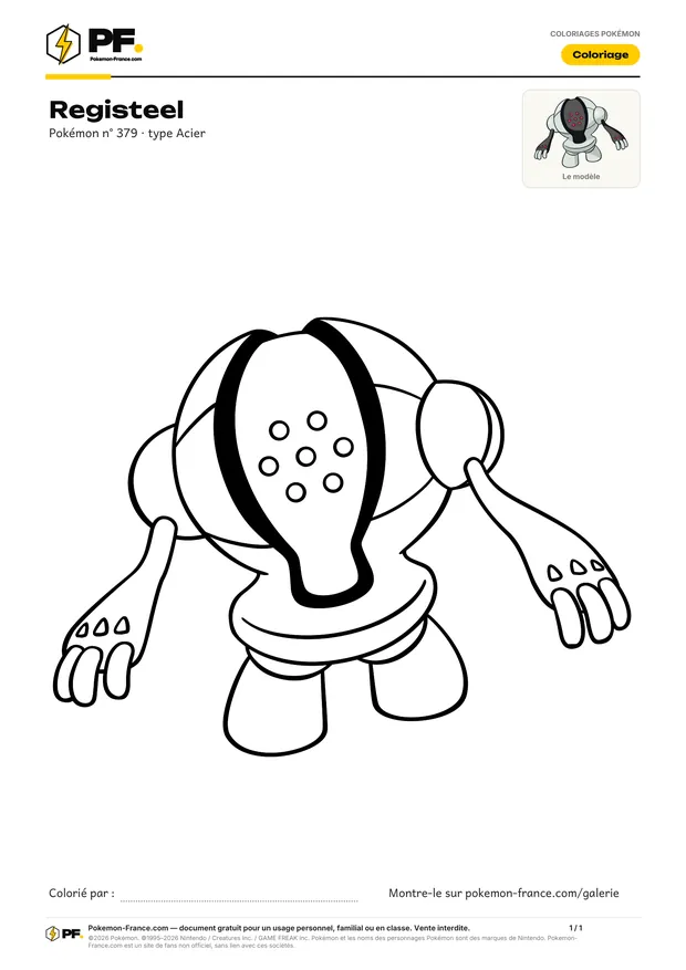 Coloriage Registeel à imprimer au format A4