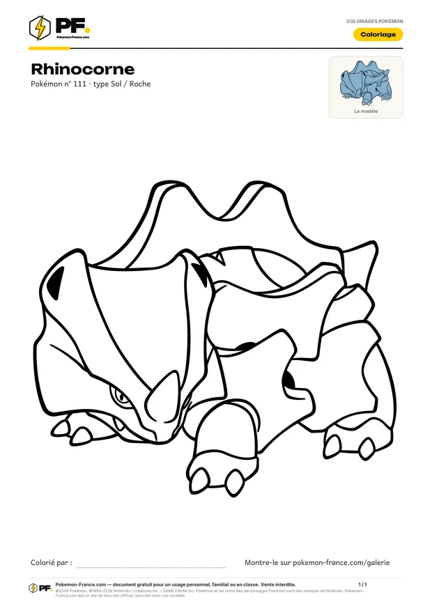 Coloriage Rhinocorne à imprimer au format A4