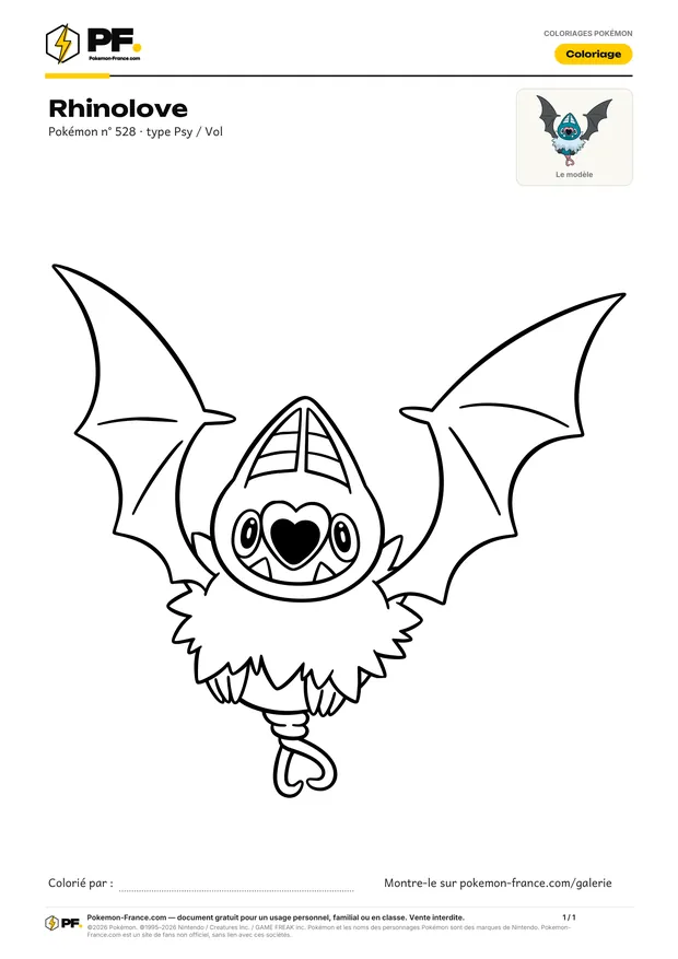 Coloriage Rhinolove à imprimer au format A4